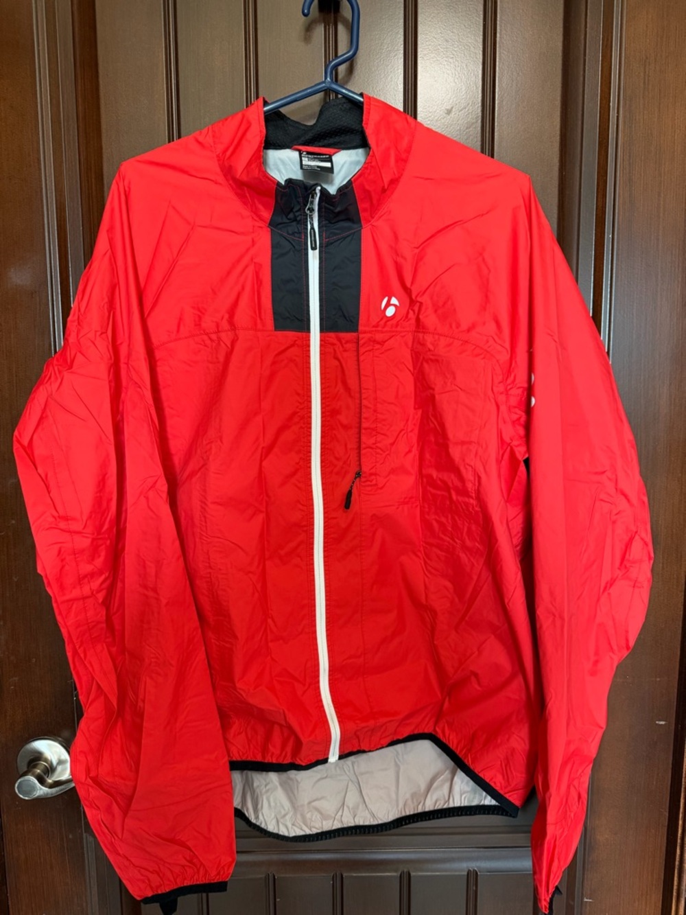 Bontrager Men's Red Waterproof Cycling Rain Jacket with Black Chest Panel
